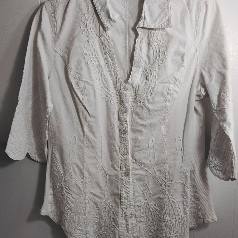 White Embroidered Women's Top